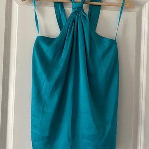 White House Black Market Tie Halter Top Turquoise / Teal Size 8 NWOT